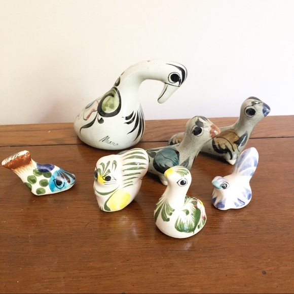 Vintage Mexico Tanola Animal Pottery Figure Set